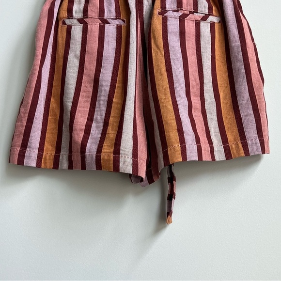 Anthropologie Red Pink Combo Belted Stripe Cotton Shorts $68 Boho hippie beach - Picture 11 of 12
